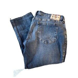True Religion Ricky Jeans Relaxed Straight Jeans Mens 42/26 Blue Denim Super Str
